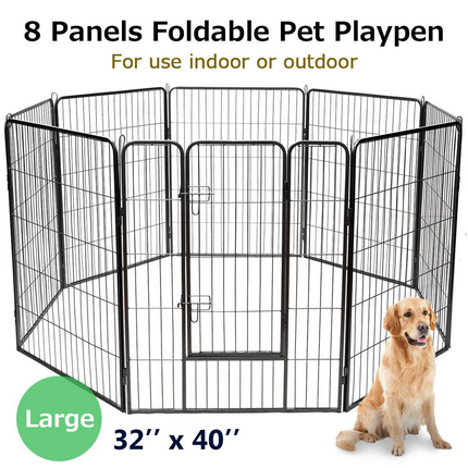 Dreamade 8 Panel Pet Playpen with Door, Foldable Dog Exercise Pen (40")