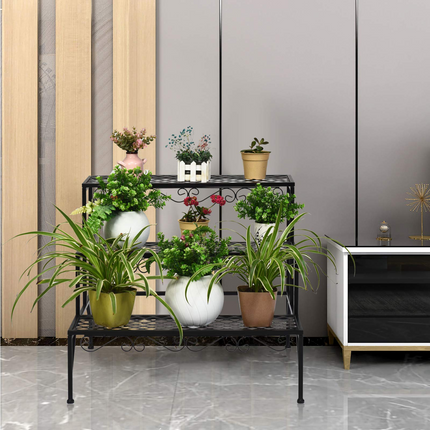 3 Tiers Metal Plant Stand, Ladder Plant Display Rack - Dreamade