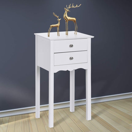 Dreamade End Table w/ 2 Drawers Side Table Nightstand Multi-Purpose Accent Table Living Room Bedroom Home Furniture