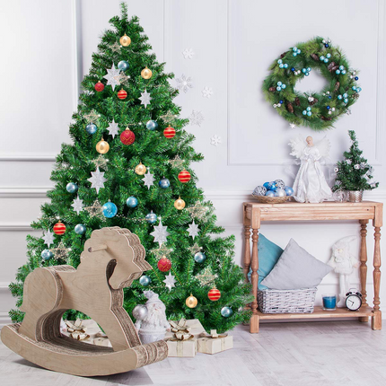 Dreamade Artificial Christmas Tree, Unlit Premium Hinged Spruce Xmas Tree with Solid Metal Stand, for Outdoor and Indoor Decor - DreamadeUS