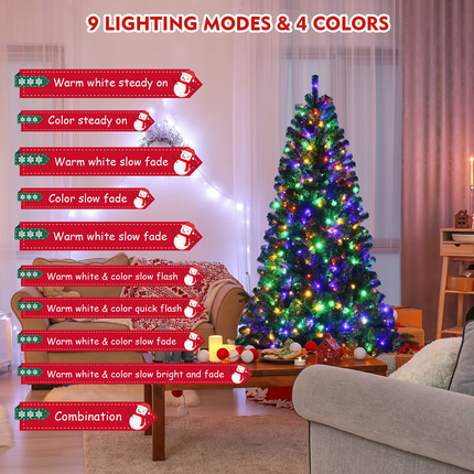 Dreamade Christmas Tree, Hinged Remote Control Artificial Xmas Tree, Residential and Commercial Decoration for Indoor - DreamadeUS