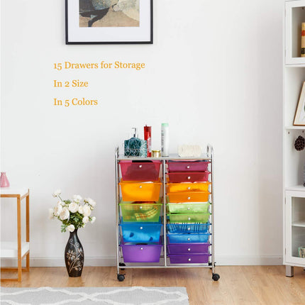 15-Drawer Organizer Cart Office School Rolling Storage Cart - Dreamade