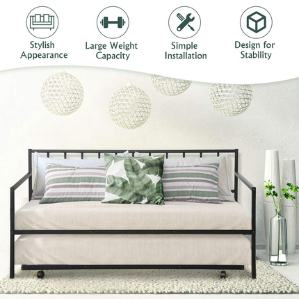 Dreamade Twin Size Daybed and Trundle Frame Set