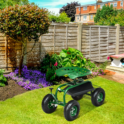 Dreamade Mobile Garden Workseat, Lawn Wagon Cart