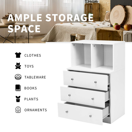 Dresser with 3 Drawers and 2 Cubbies Functional Organizer