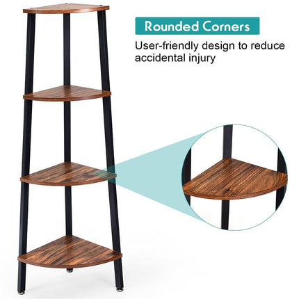 4-Tier Corner Shelf Industrial Multipurpose Bookcase - Dreamadeus