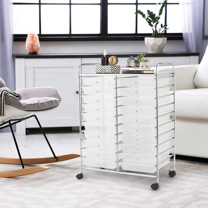 Dreamade Storage Drawer Carts, 20-Drawer Organizer, Utility Cart on Wheels