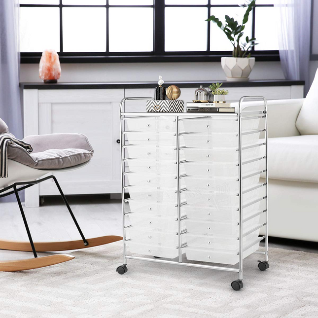 Dreamade Storage Drawer Carts, 20-Drawer Organizer, Utility Cart on Wheels