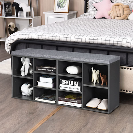 Dreamade Shoe Storage Bench with Cushion, Entryway Shoe Rack Bench