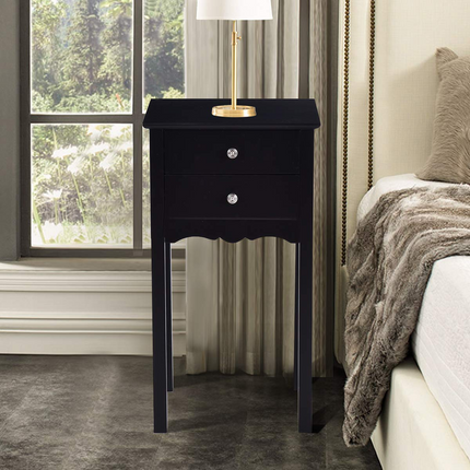 Dreamade End Table w/ 2 Drawers Side Table Nightstand Multi-Purpose Accent Table Living Room Bedroom Home Furniture