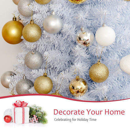 5FT / 6FT / 7FT Pencil Christmas Tree, Artificial Slim White Christmas Tree - DreamadeUS