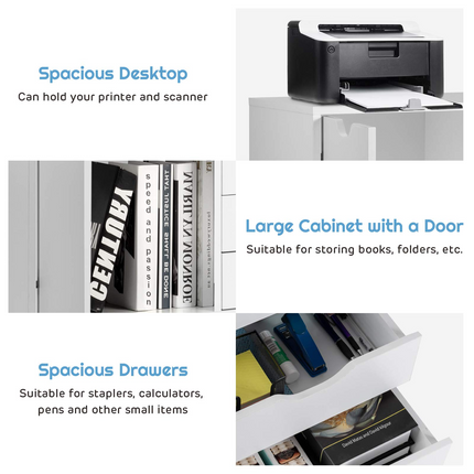 Dreamade Drawers Cabinet Mobile Lateral Filing Organizer with 5 Drawers,1 Side Cabinet and Wheels Mobile Side Cabinet Chest