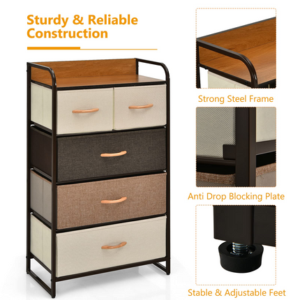 Dreamade Sturdy Steel Frame & Wooden Top Vertical Organizer Unit for Closets, Bedroom Utility Dresser Chest (23 x 11.5 x 39 inch)