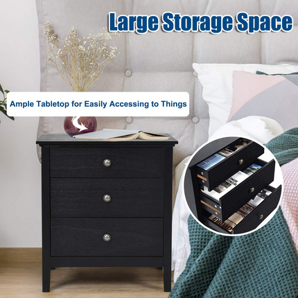 Dreamade Nightstand with Drawers Solid Structure Side Table for Storage Bedroom
