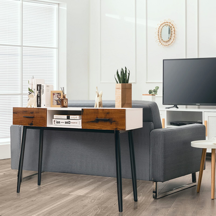 Dreamade 48" Console Table, Industrial Style Sofa Table w/ 2 Drawers & Middle Open Shelf