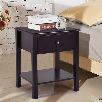 Dreamade Nightstand W/Drawer and Shelf, Stable Frame Storage Cabinet