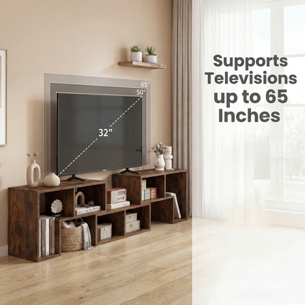 DREAMADE 3 Piece TV Stand, Modular TV Console with Bookshelves, Free Combination w/Storage Cubes for 50 to 65 Inch TV