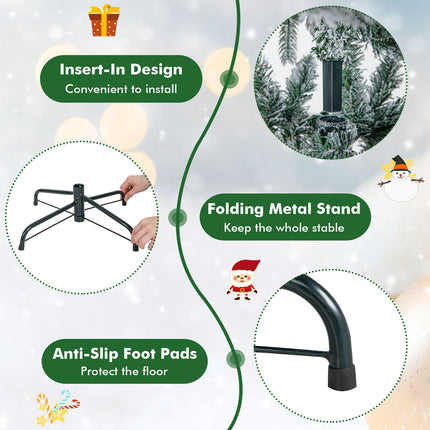 DREAMADE 6 FT Pre-Lit Artificial Christmas Tree, Snow Flocked with 757/1415/1687 Branch Tips