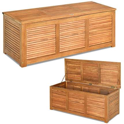 DREAMADE 47 Gallon Deck Box, Acacia Wood Outdoor Storage Bench, Natural