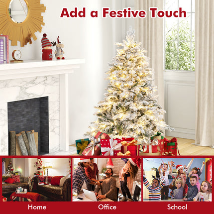 DREAMADE 6 FT Pre-Lit Artificial Christmas Tree, Snow Flocked with 757/1415/1687 Branch Tips