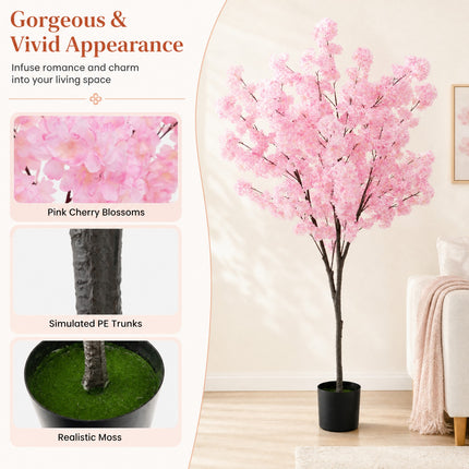 DREAMADE 6.5FT Artificial Cherry Blossom Tree, Faux Sakura Tree w/ 900 Pink Flowers