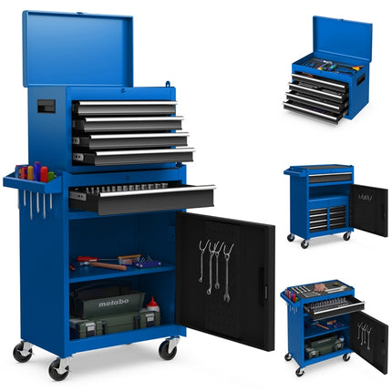 DREAMADE 5-Drawer Tool Chest Combo, Rolling Tool Cabinet w/Detachable Top Tool Box