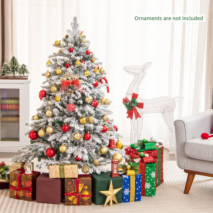 DREAMADE 6 FT Pre-Lit Artificial Christmas Tree, Snow Flocked with 757/1415/1687 Branch Tips