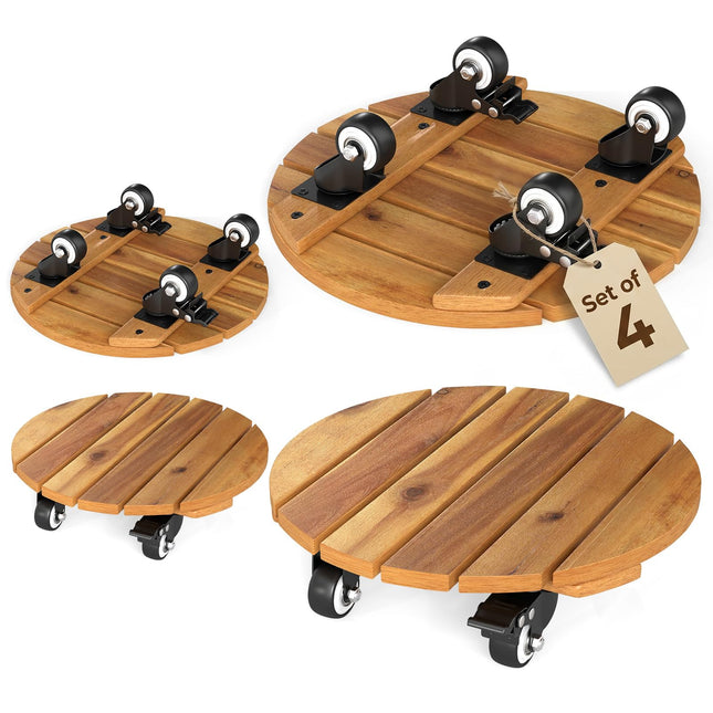Dreamade 2 Pcs and 4 Pcs Plant Caddy with Wheels with 360° Lockable Casters