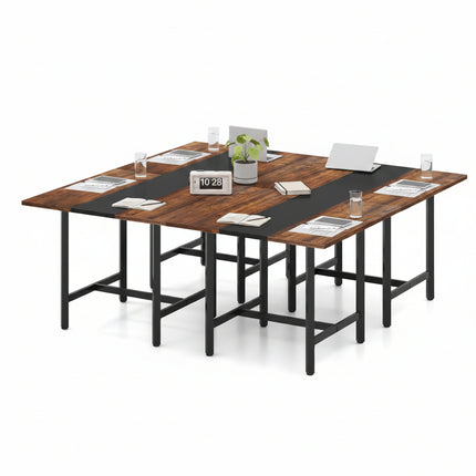 Dreamade 39.5" Square Conference Table, Meeting Table for 4 People | Heavy-Duty Metal Frame