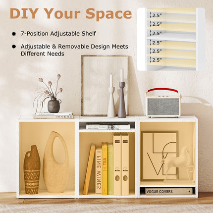 DREAMADE 2 Cube Storage Organizer, Open Storage Display Cabinet with Modular Cubby Design & Adjustable Shelf
