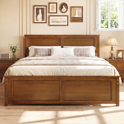 Dreamade Wood Queen/Full/Twin Size Farmhouse Solid Platform Bed