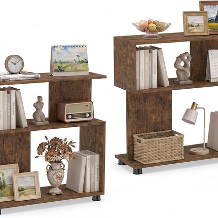Dreamade 3-Tier Geometric S Shaped Bookcase with Open Storage Shelves (1/2)