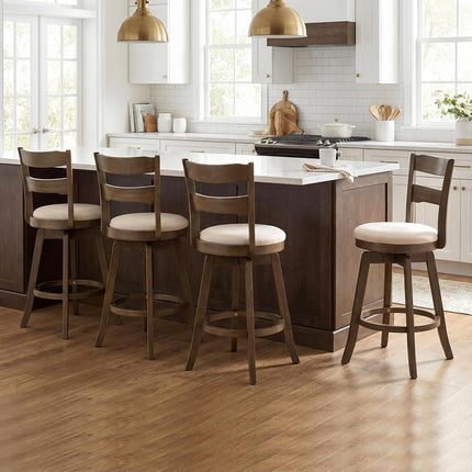Dreamade 25" Swivel Bar Stools Set of 2/4 with Fabric Upholstered Seat