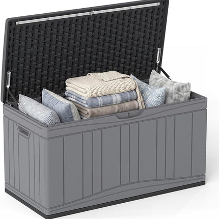 Dreamade 80 Gallon Patio HDPE Storage Bin with Gas Struts & Lock-Compatible Lid