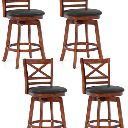 Dreamade 25 Inch Swivel Bar Stools Set of 2/4 with PU Faux Leather Upholstered Seat