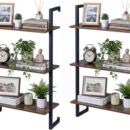 Dreamade 3-Tier Modern Floating Wall-Mounted Bookshelf with Metal Frame (1/2)
