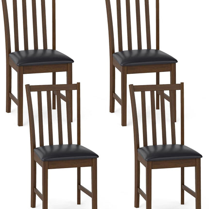 Dreamade Wooden Dining Chairs Set of 2/4 Faux Leather Upholstered Kitchen Chair w/Rubber Wood Legs