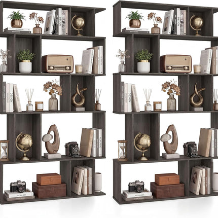 Dreamade Geometric Bookshelf 5-Tier Bookcase with Open Shelves and Closed-back Cubes
