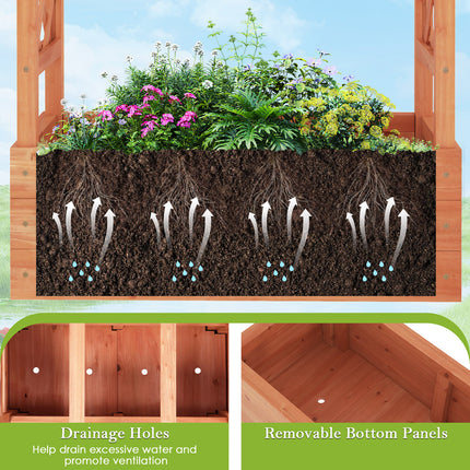 DREAMADE Raised Garden Bed with Trellis, Vertical Garden Planter w/Drainage Holes for Climbing Vines Roses Tomatoes