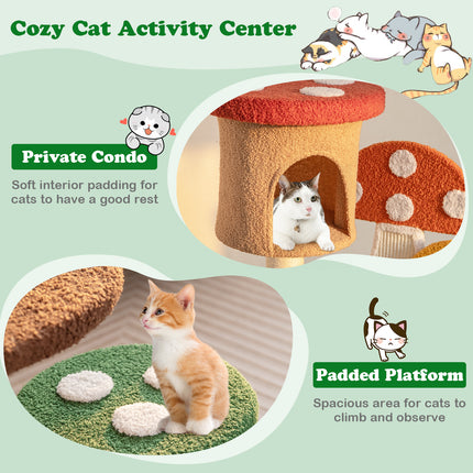 DREAMADE Mushroom Cat Tree, 40.5" Multi-Level Cat Tower