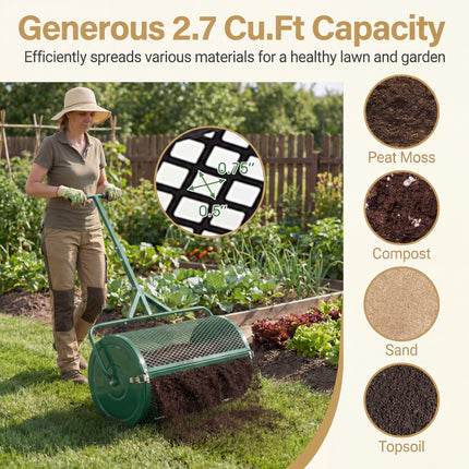 DREAMADE Compost Spreader, Peat Moss Spreader with T Handle, Black