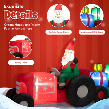 DREAMADE 9 FT Inflatable Christmas Decoration, Santa Claus on Truck w/Gift Boxes