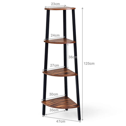 4-Tier Corner Shelf Industrial Multipurpose Bookcase - Dreamadeus