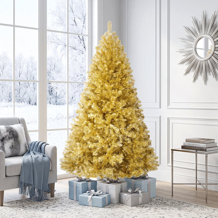 DREAMADE 6 FT Gold Tinsel Christmas Tree, Metallic Artificial Decoration