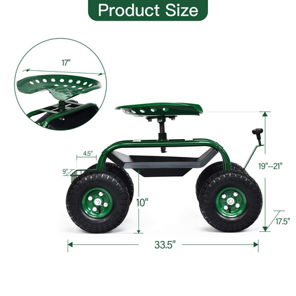 Dreamade Mobile Garden Workseat, Lawn Wagon Cart
