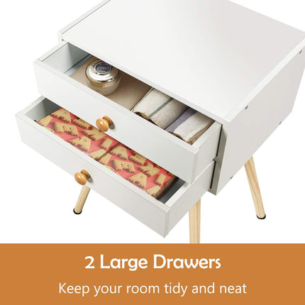 Dreamade Nightstand W/2 Drawers for Bedroom