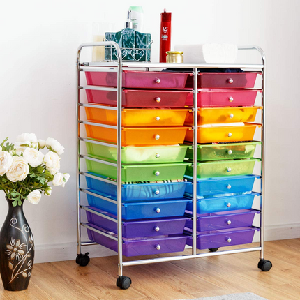 Dreamade Storage Drawer Carts, 20-Drawer Organizer, Utility Cart on Wheels