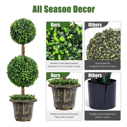 3 Ft /4 Ft Artificial Boxwood Topiary Tree, Fake Greenery Plants Ball Tree - DreamadeUS