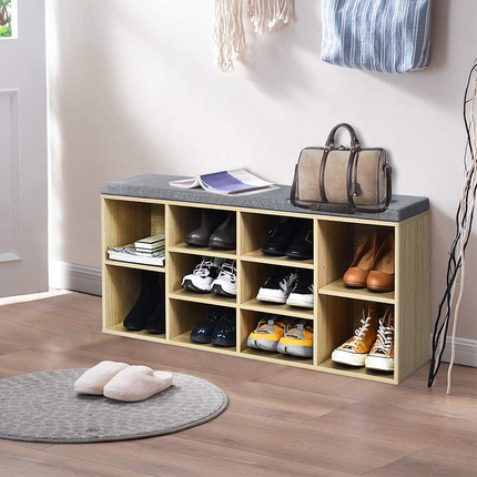 Dreamade Shoe Storage Bench with Cushion, Entryway Shoe Rack Bench