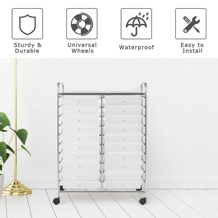 Dreamade Storage Drawer Carts, 20-Drawer Organizer, Utility Cart on Wheels